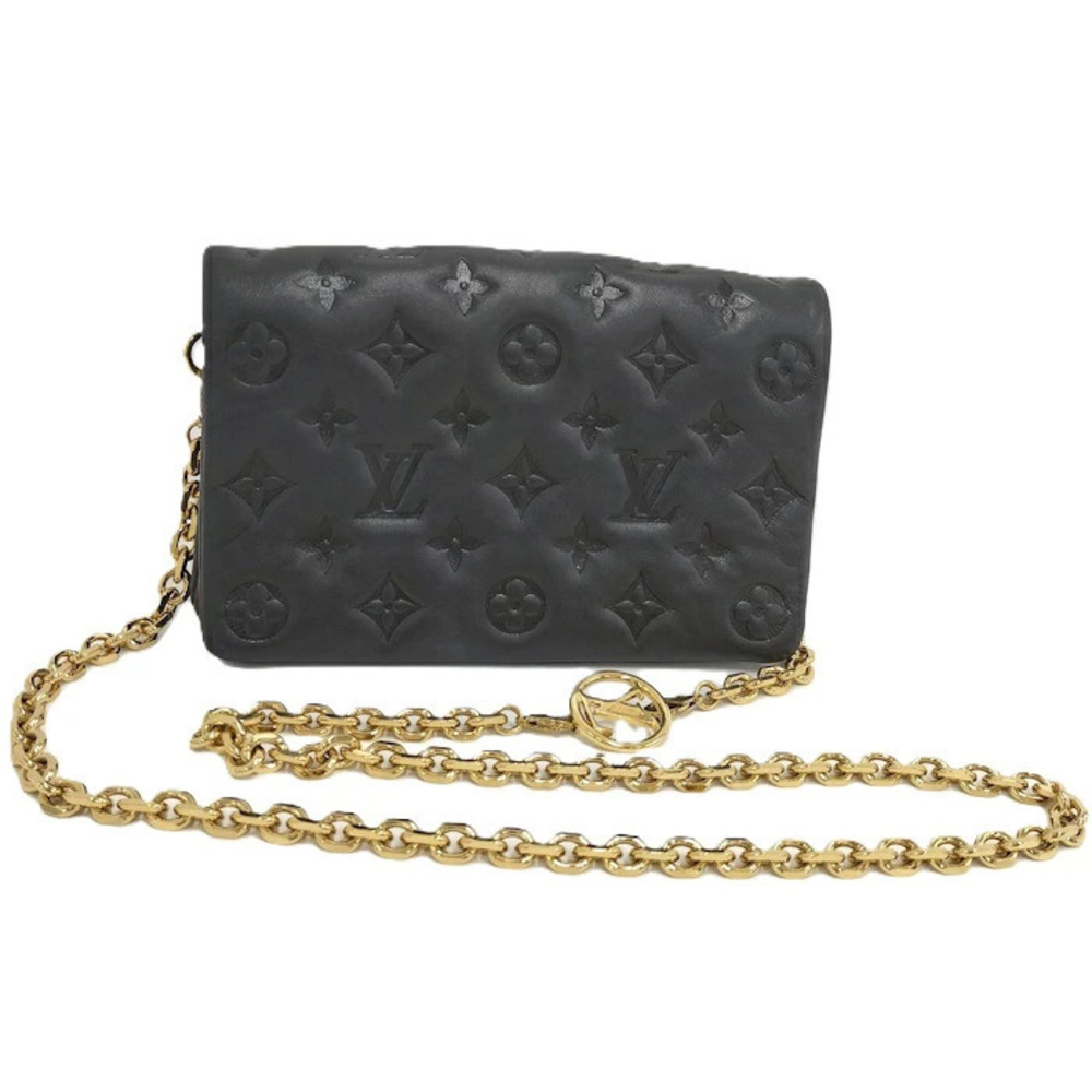 Louis Vuitton Pochette Coussin Shoulder Bag Embossed Monogram Lambskin Leather